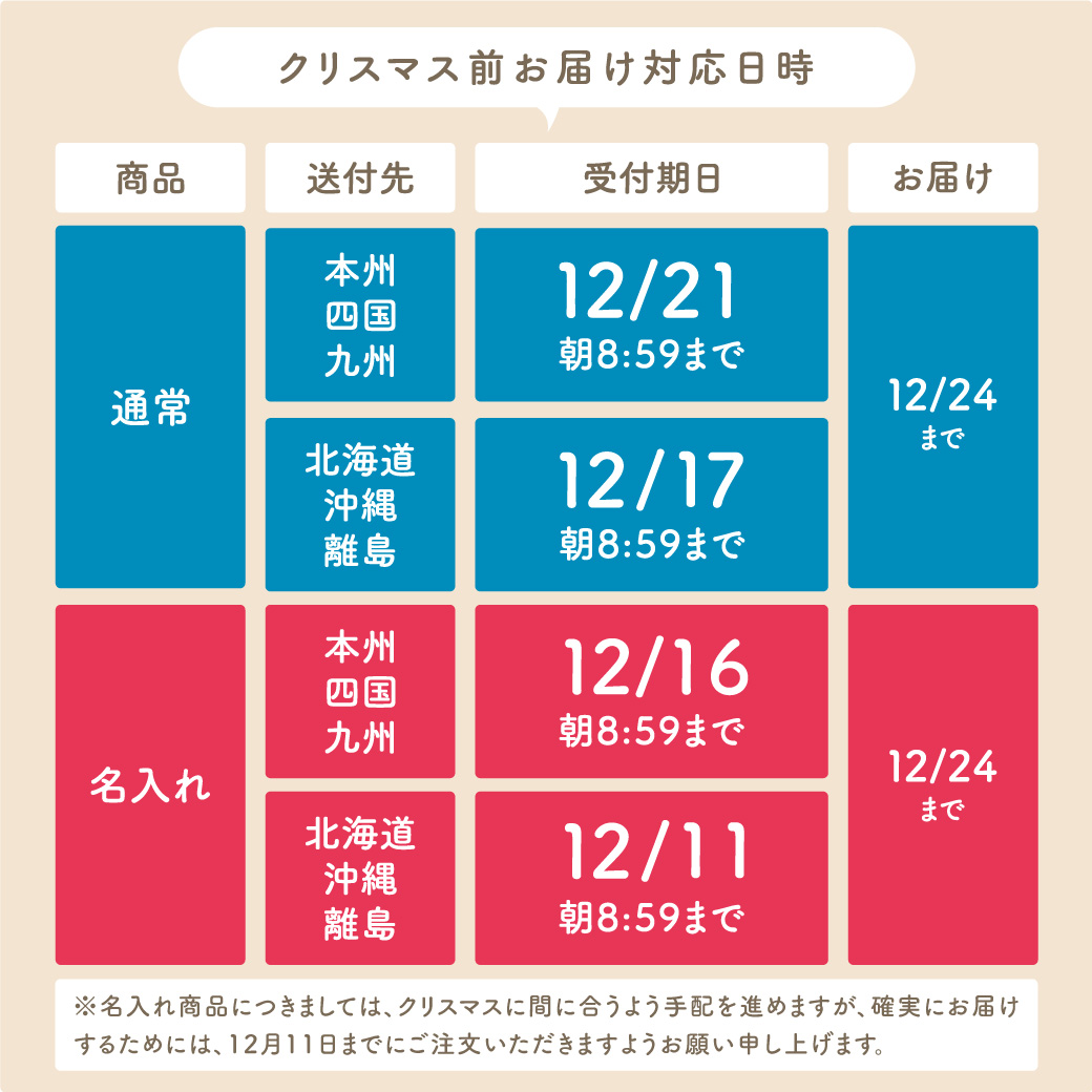 クリスマスのお知らせ