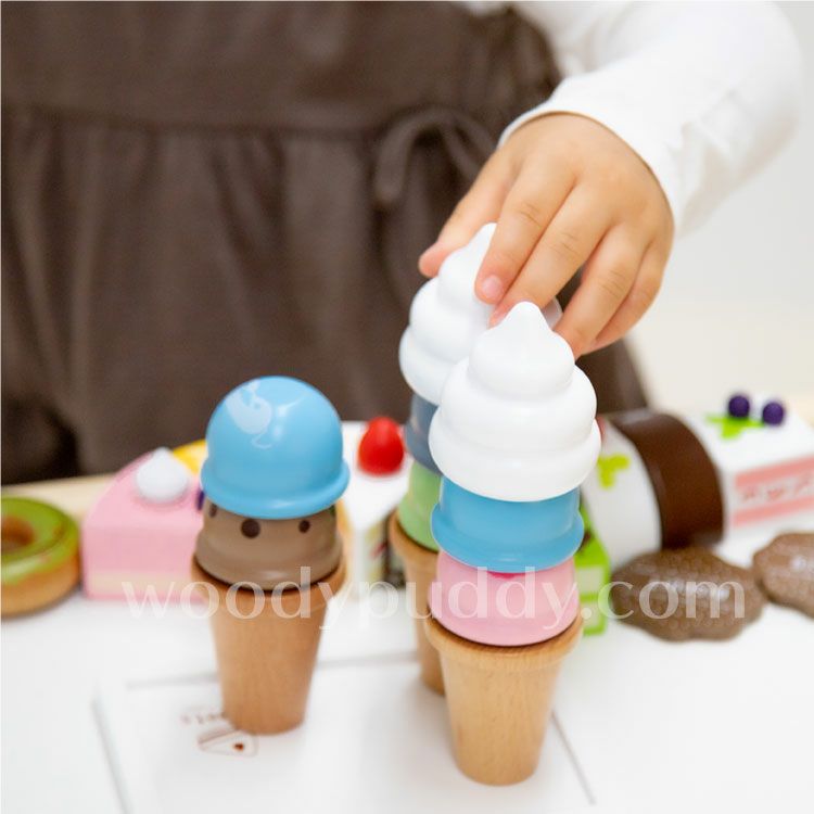 数量限定 アイスクリーム ソフトクリーム ブルーペンギン 木のおもちゃ 知育玩具のウッディプッディ